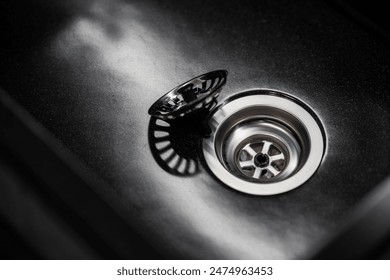 washing the sink in the kitchen - problematic black color of the kitchen sink - clogged drain