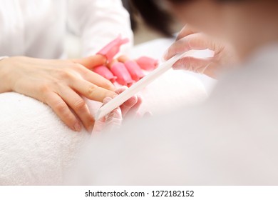 
Washing Your Nails. Removal Of Hybrid Varnish With A Nail File.
