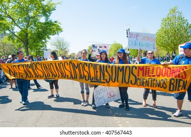 WASHINGTON APRIL 18:  Supporters Of President Obama's DAPA And DACA Policies On Immigration And Deportation Gathered At The Supreme Court During Oral Argument In Washington, DC On April 18, 2016.