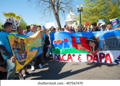 WASHINGTON APRIL 18:  Supporters Of President Obama's DAPA And DACA Policies On Immigration And Deportation Gathered At The Supreme Court During Oral Argument In Washington, DC On April 18, 2016.