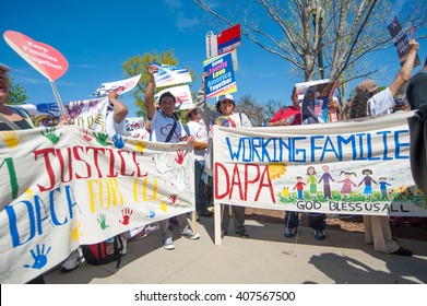 WASHINGTON APRIL 18:  Supporters Of President Obama's DAPA And DACA Policies On Immigration And Deportation Gathered At The Supreme Court During Oral Argument In Washington, DC On April 18, 2016.