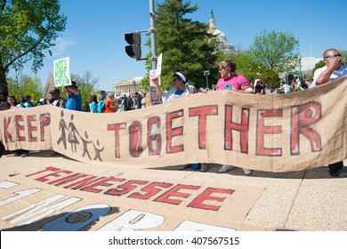 WASHINGTON APRIL 18:  Supporters Of President Obama's DAPA And DACA Policies On Immigration And Deportation Gathered At The Supreme Court During Oral Argument In Washington, DC On April 18, 2016.