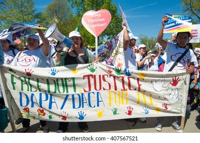 WASHINGTON APRIL 18:  Supporters Of President Obama's DAPA And DACA Policies On Immigration And Deportation Gathered At The Supreme Court During Oral Argument In Washington, DC On April 18, 2016.