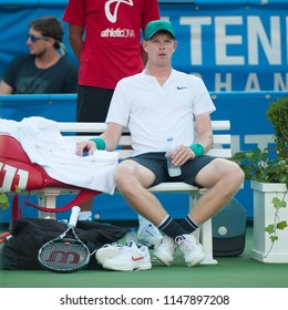 WASHINGTON – AUGUST 1: Kyle Edmund  (GBR) Falls To Andy Murray (GBR) At The Citi Open Tennis Tournament On August 1, 2018 In Washington DC