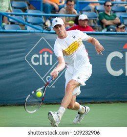 WASHINGTON - AUGUST 2: Sam Querrey (USA) Defeats Benjamin Becker (GER, Not Pictured) At The Citi Open Tennis Tournament On August 2, 2012 In Washington.