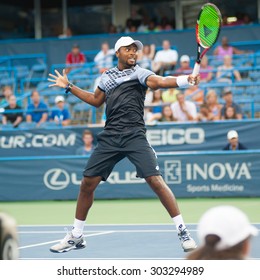 WASHINGTON - AUGUST 3:  Donald Young (USA) Defeats Tommy Haas (GER, Not Pictgured) At The Citi Open Tennis Tournament On August 3, 2015 In Washington DC