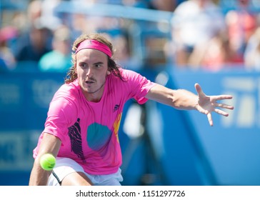 WASHINGTON – AUGUST 4: Stefanos Tsitsipas (GRE) Falls To Alexander Zverev (GER) At The Citi Open Tennis Tournament On August 4, 2018 In Washington DC