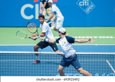 WASHINGTON – AUGUST 6: Henri Kontinen and John Peers defeat Lukasz Kubot and Marcel Melo (not pictured) to win the doubles championship at the Citi Open on August 6, 2017 in Washington DC