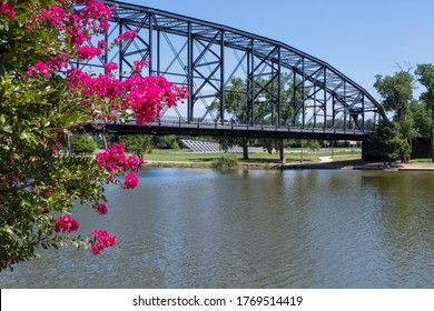 Washington Avenue Bridge Framed with Colorful Blooms 