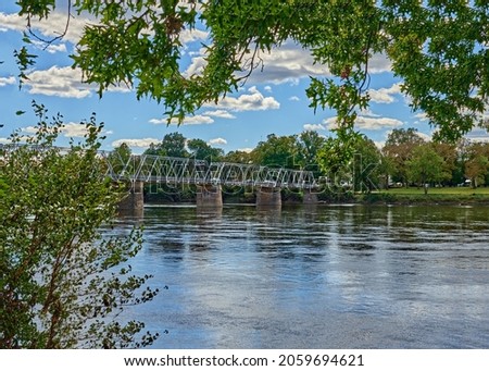  Washington Crossing Toll Bridge spanning the Delaware River,in Bucks County, Pennsylvania.Site of George Washington's crossing of the Delaware River, event during the American Revolutionary War.  