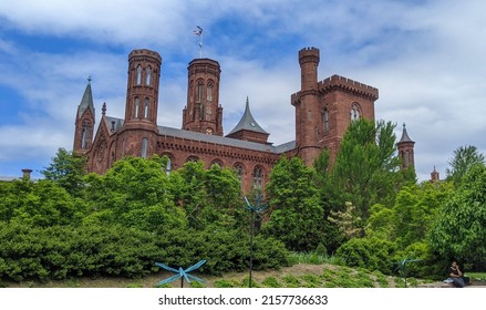 Washington DC 05 11 2022. The Smithsonian Castle Seen From The Enid A. Haupt Garden.