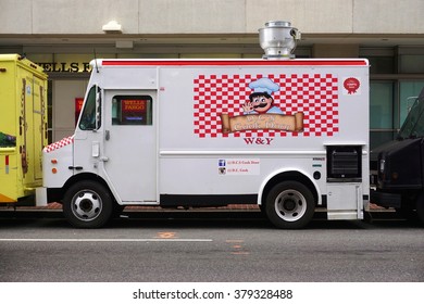 WASHINGTON, DC -19 FEB 2016- A Food Truck Parked On The Street In Washington, DC. Food Trucks Have Become Very Popular In Front Of Office Buildings In DC.