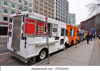 WASHINGTON, DC -19 FEB 2016- A Food Truck Parked On The Street In Washington, DC. Food Trucks Have Become Very Popular In Front Of Office Buildings In DC.