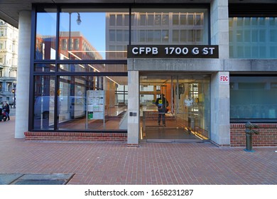 WASHINGTON, DC -21 FEB 2020- View Of The Headquarters Building Of The Consumer Financial Protection Bureau (CFPB) In Washington DC.