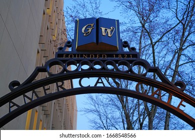 WASHINGTON, DC -21 FEB 2020- View Of The College Campus Of George Washington University (GW Or GWU), A Private University Located In Washington DC.