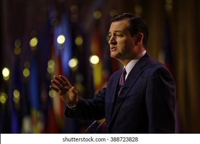 Washington, D.C. 5 March, 2014. Senator Ted Cruz of Texas pictured during the 2014 CPAC conference. Cruz is seeking the Republican nomination for President. photo by Trevor Collens