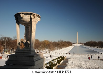 Washington DC after a snow blizzard, USA, winter in Washington DC