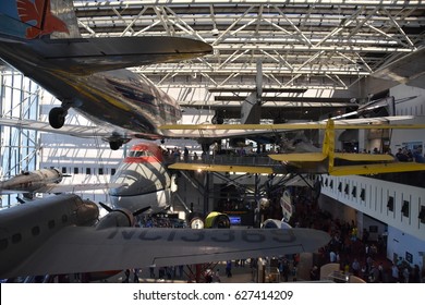 WASHINGTON, DC - APR 14: Smithsonian National Air and Space Museum in Washington, DC, as seen on April 14, 2017. It holds the largest collection of historic aircraft and spacecraft in the world. 