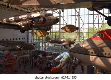 WASHINGTON, DC - APR 14: Smithsonian National Air and Space Museum in Washington, DC, as seen on April 14, 2017. It holds the largest collection of historic aircraft and spacecraft in the world. 