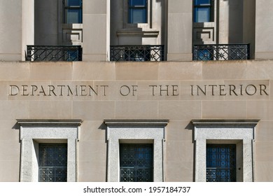 Washington, DC - Apr 3, 2021: Stewart Lee Udal Building, The Main Building Of The US Department Of The Interior.