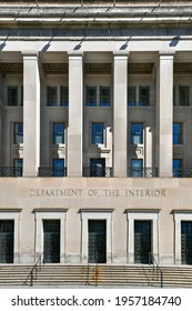 Washington, DC - Apr 3, 2021: Stewart Lee Udal Building, The Main Building Of The US Department Of The Interior.