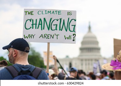 Washington, DC - April 29, 2017: Thousands of people attend the People's Climate March to stand up against climate change. 