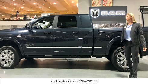 WASHINGTON, DC - APRIL 7, 2019: DODGE RAM On Display At Washington Auto Show