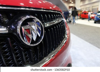 WASHINGTON, DC - APRIL 7, 2019: BUICK Logo Emblem At Washington Auto Show