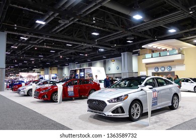 WASHINGTON, DC - APRIL 7, 2019: HYUNDAI Cars At Washington Auto Show            