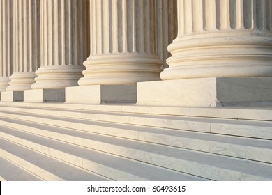 Washington DC Architectural detail of columns and marble steps. Critical focus on middle column. - Shutterstock ID 60493615