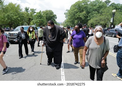 Washington, DC – August 02, 2021: Rev William Barber Leads Marchers At The Poor People's Campaign,Voting Rights Protest On Capitol Hill.
