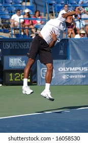 WASHINGTON, D.C. - AUGUST 11, 2008:  Sumden Devvarman (IND) Defeats Taylor Dent (USA, Not Pictured) In The First Round Of Play At The Legg Mason Tennis Classic.