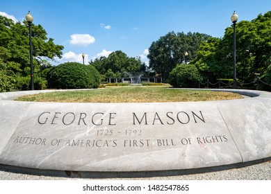 Washington, DC - August 6, 2019:Wide Angle View Of George Mason Memorial, The Author Of The Virginia Declaration Of Rights That Inspired The United States. Bill Of Rights