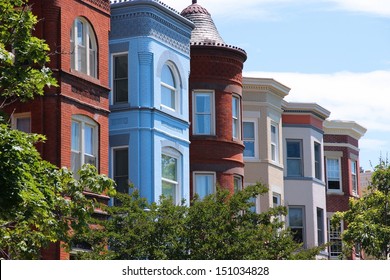 Washington DC, Capital City Of The United States. Capitol Hill District With Colorful Townhouses.