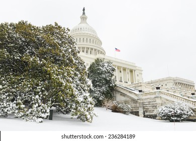 Washington DC - The Capitol Buildin In Snow