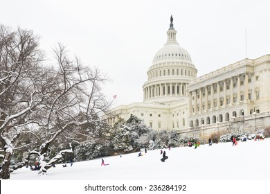 Washington DC - The Capitol Buildin In Snow