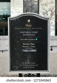 WASHINGTON, DC - DECEMBER 30, 2018: Sign At Hart Senate Office Building. The Building Houses Offices For US Senators.