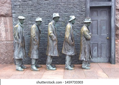 Washington DC, District Of Columbia / USA - March 10 2019: Depression Breadline By George Segal In The FDR Memorial