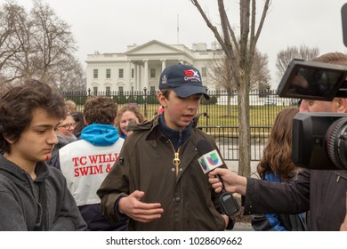 Washington, D.C. - February 19 2018: High School Students From Across The D.C. Area Protest Gun Control Laws And Gun Reform In Front Of The White House