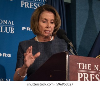 Washington, DC - February 27, 2017: House Minority Leader Nancy Pelosi Speaks To A Press Conference At The National Press Club