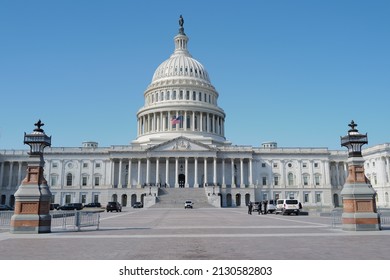 Washington, DC – February 28, 2022: The U.S. Capitol Has Been Surrounded By Security Fences  And Other Measures All Added In Anticipation Of Disruption By A Truckers Convoy Expected Later This Week.