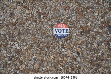 Washington, DC – February 7, 2020: A Discarded Voting Stick On The Street Reminding People That Every Vote Counts.                 