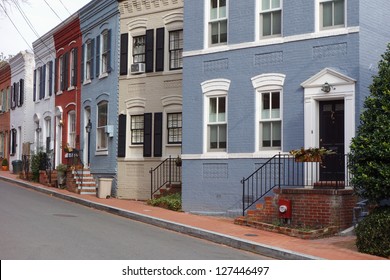 Washington DC, Georgetown Historical District - A Street With Preserved Old Mansions