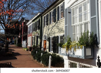 Washington DC, Georgetown Historical District - A Street With Preserved Old Mansions
