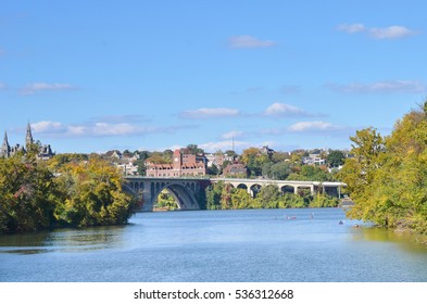 Washington DC - Georgetown And Key Bridge In Autumn