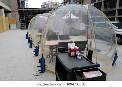 Washington, DC – January 15, 2021: A Restaurant Ready To Serve Customers Sits Abandoned Inside The Inauguration Security Zone Near The White House.