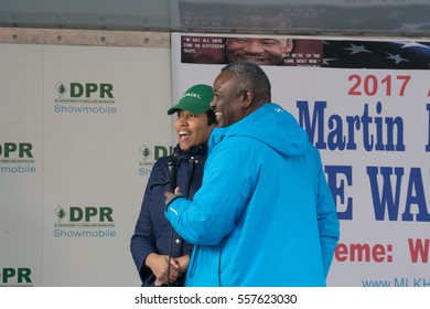 Washington, DC - January 16, 2017: Mayor Muriel Bowser Addresses The Crowd At The Martin Luther King, Jr. Day Peace Walk And Parade.