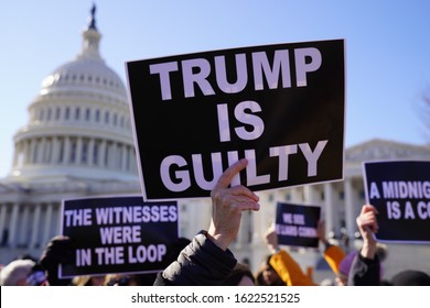 Washington, DC – January 21, 2020: Storm the Senate protesters at the U.S. Capitol during the first day of Senate hearings in the Trump impeachment trial.
