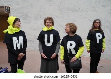 Washington, DC – January 21, 2020: Storm The Senate Protesters At The Hart Senate Building During The First Day Of Senate Hearings In The Trump Impeachment Trial.