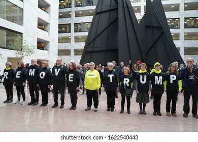 Washington, DC – January 21, 2020: Storm The Senate Protesters At The Hart Senate Building During The First Day Of Senate Hearings In The Trump Impeachment Trial.